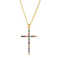 Shangjie OEM Cross necklace with colored zircons copper rainbow tennis necklace crucifix necklaces
